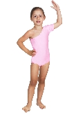 BODY DANZA LYCRA MONOSPALLA MEZZA MANICA ROSA BABY
